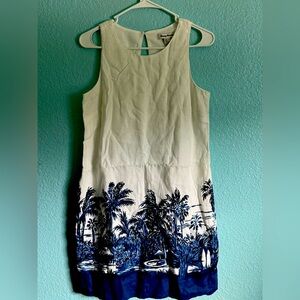 Tommy Bahama White & Blue Linen Floral Sleeveless Dress XS/XP